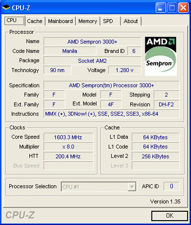 CPU-Z Sempron AM2