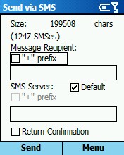 Orneta NotePad, ������ � SMS-��������