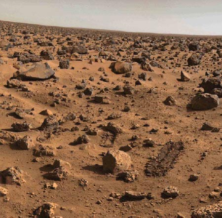 Типичная поверхность Марса без признаков жизни