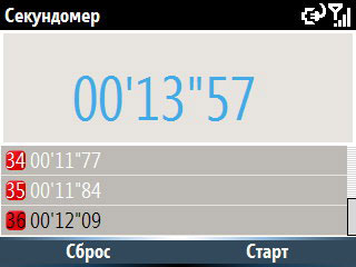 Samsung i600 Ultra.Секундомер