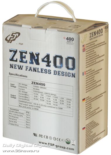 Упаковка ZEN 400, тыльная сторона