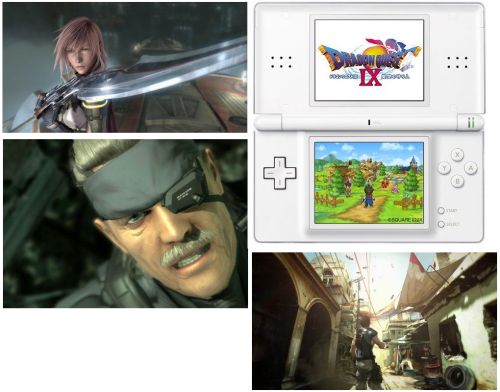 Dragon Quest IX, Final Fantasy XIII, Resident Evil 5, Metal Gear Solid 4