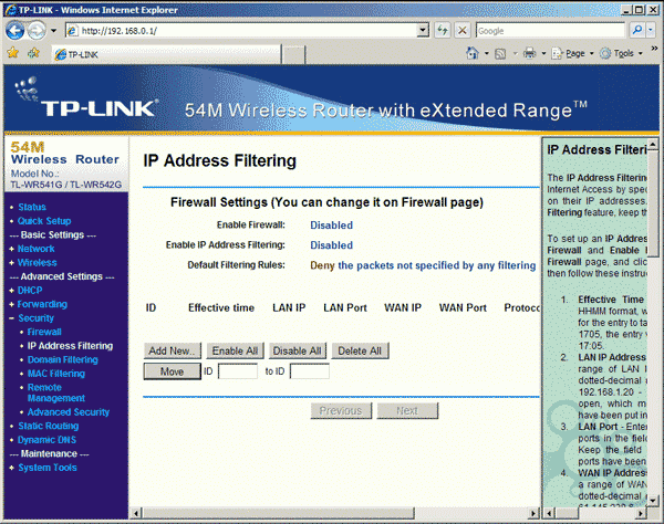 TP-Link TL-WR542G: ��������� ���������� IP