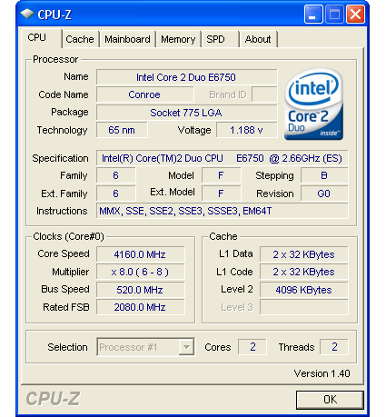 разгон Intel Core 2 Duo E6750