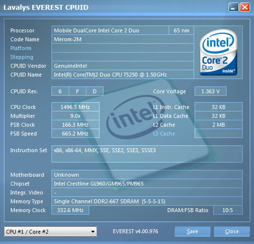 Asus A8Sr. Информация о процессоре