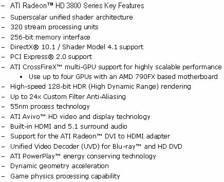 Radeon HD 3870/3850 specs