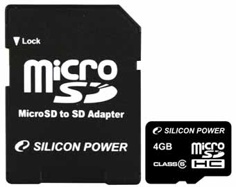 Silicon Power microSDHC Class 6 4GB Memory Card