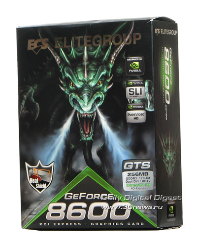 Упаковка видеокарты ECS GeForce 8600 GTS
