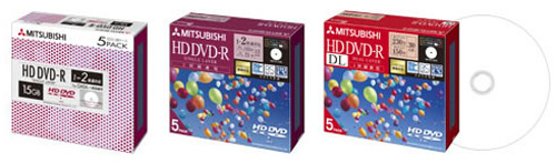 Mitsubishi HD DVD-R SL and HD DVD-R DL Disks