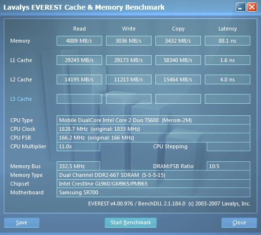 Samsung R700. Информация о памяти.