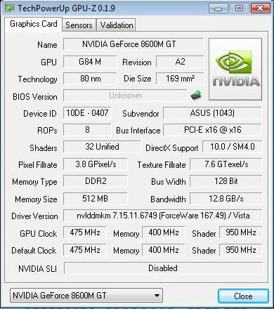 GeForce 8600M GT 512 Мб DDR2