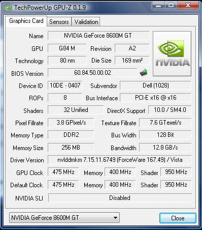 GeForce 8600M GT 256 Мб DDR2
