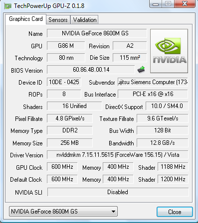 Fujitsu-SIEMENS Amilo Xi2428. Информация о видеоподсистеме.