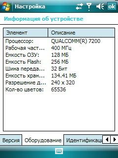 HTC TyTN II. Информация о системе