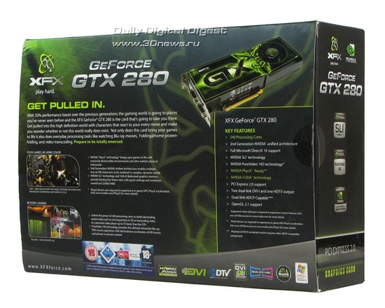Box for XFX GTX 280 XXX, rear view