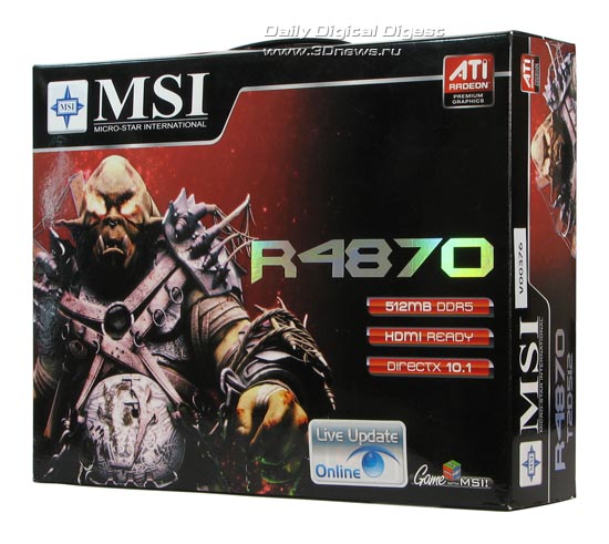 Box for MSI HD 4870, front view