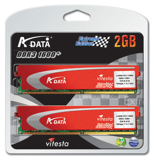 A-DATA Vitesta Plus DDR3-1600+ 2GB Memory Kit