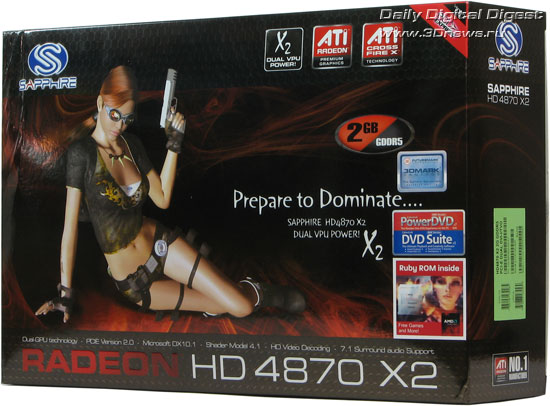 Sapphire Radeon HD 4870 X2 Упаковка, вид спереди