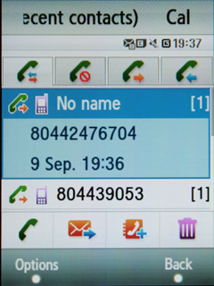 Samsung F480 Touchwiz. История звонков - 1