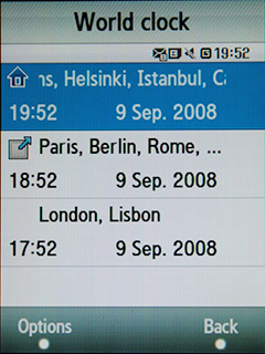 Samsung F480 Touchwiz. Мировое время