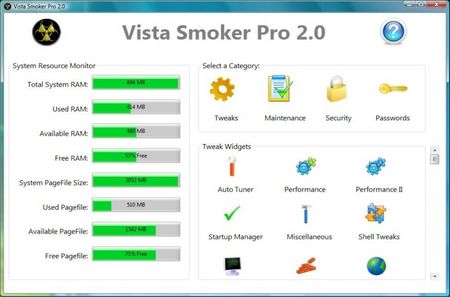 Vista Smoker Pro 2.3: оптимизатор для Vista 97770