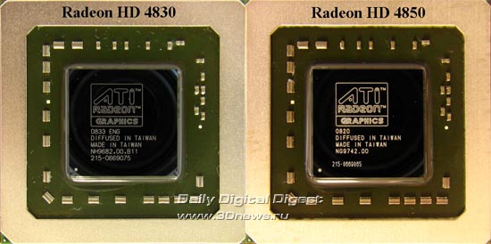 Radeon HD 4830, ����������� ���������