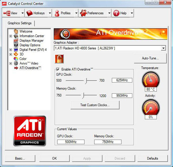 Radeon HD 4850, �������� Overdrive