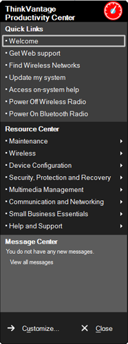 Lenovo ThinkPad T400/T500. ThinkVantage Productivity Center