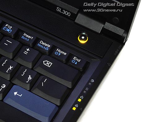 Lenovo ThinkPad SL300. Кнопка выключения и индикаторы активности системы