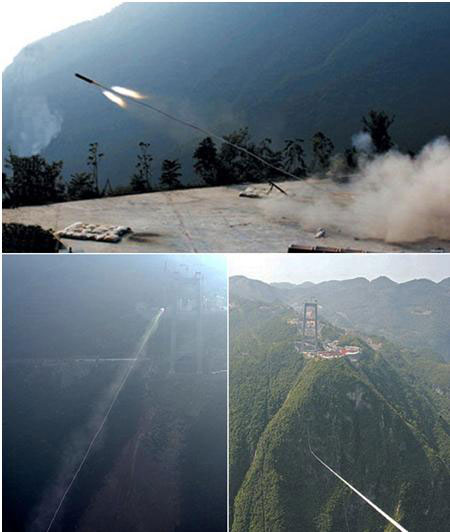 Китайцы строят мосты с помощью ракет