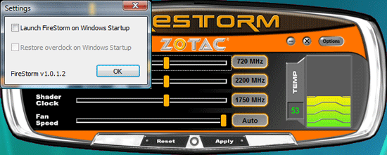 Zotac FireStorm опции