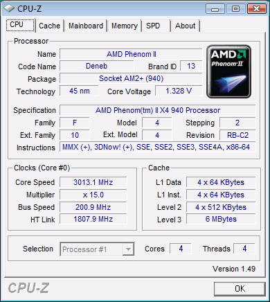 CPU-Z - AMD Phenom II X4