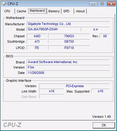 CPU-Z - система на базе AMD Phenom II X4