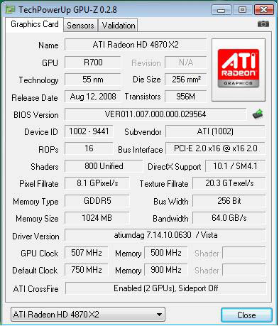 Radeon HDHD4870X2 � GPU-Z CrossFire
