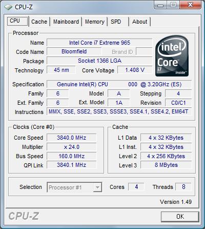 Intel Core i7 965 Extreme � CPU-Z ������������ Intel Core i7 965 Extreme