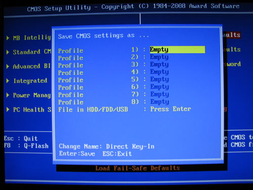 Gigabyte EX58-UD5 BIOS Save