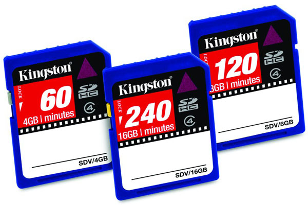 Kingston SDHC Video Cards