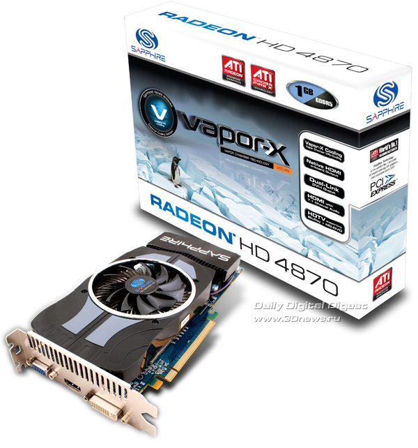 Sapphire Radeon HD 4870 1GB GDDR5 Vapor-X Cooling