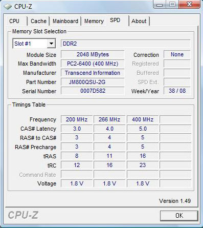 �������� ��������� CPU-Z 1.49, ������� SPD