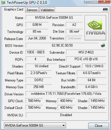 �������� ��������� GPU-Z, ������� Graphics Card
