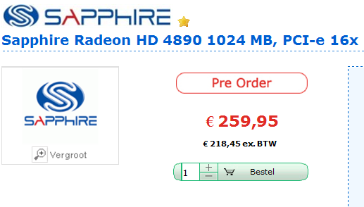 Цена AMD Radeon HD 4890