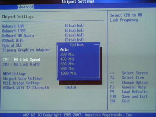 ASRock K10N780SLIX3-WiFi множитель HyperTransport