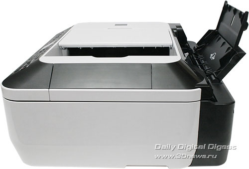 Canon PIXMA MX330. Вид справа с раскрытым держателем лотка для бумаги