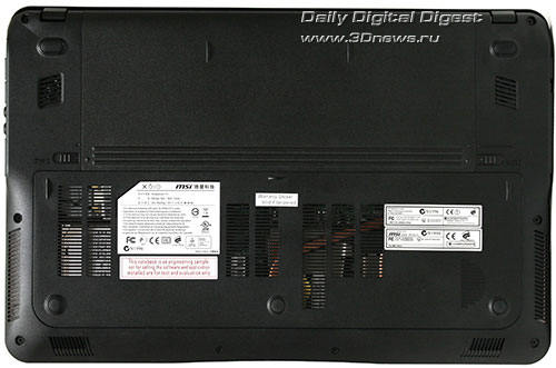 MSI X-Slim X610. Вид снизу