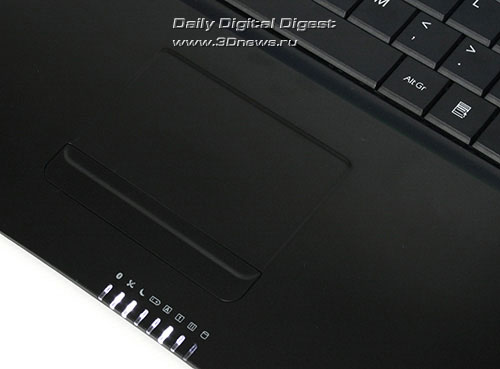 MSI X-Slim X610. Сенсорная панель и индикаторы состояния