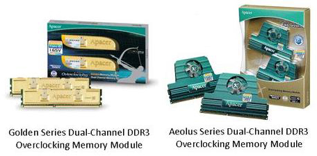 Apacer DDR3 Golden and Aeolus Overclocking Memory Kits