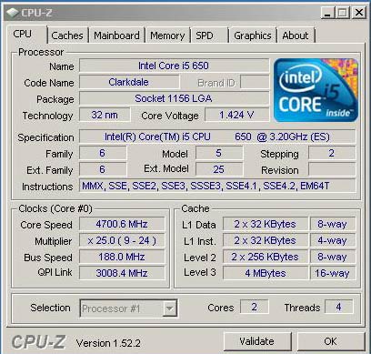 Intel Core i5-650 разогнался до 4,7 ГГц на воздухе