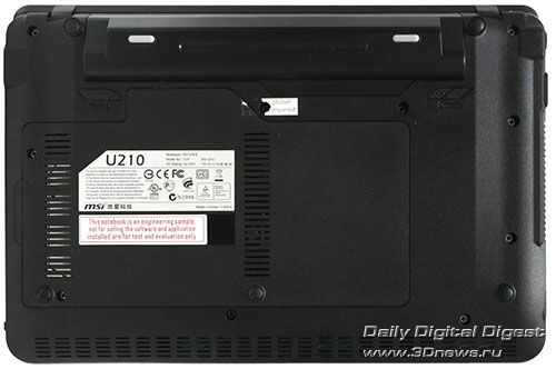 MSI Wind12 U210. Вид снизу