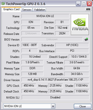Compaq Mini 311c. Информация о видеоподсистеме