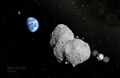 Астероид, Земля и Orion
